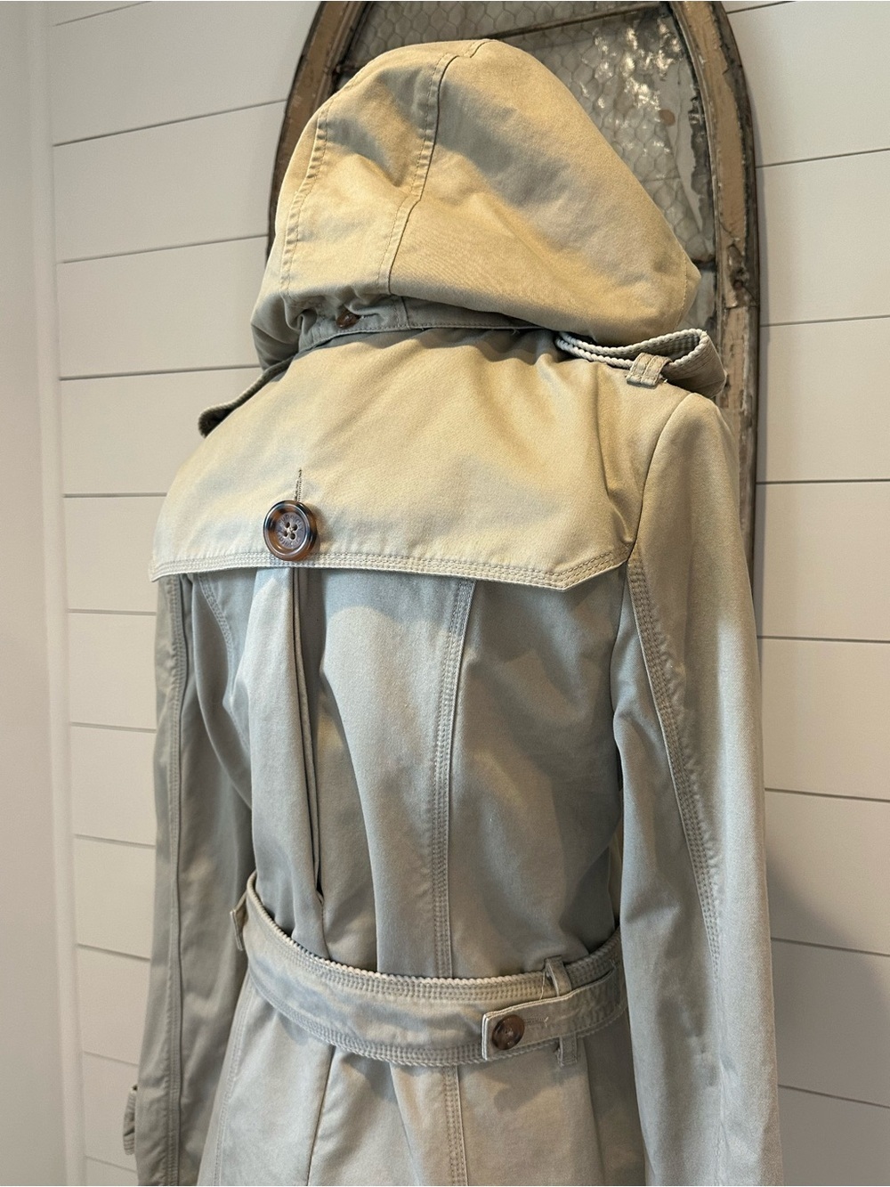 SUPERDRY Women's Vintage City Mac Khaki Double Breasted Trench Coat Medium M - Picture 7 of 16